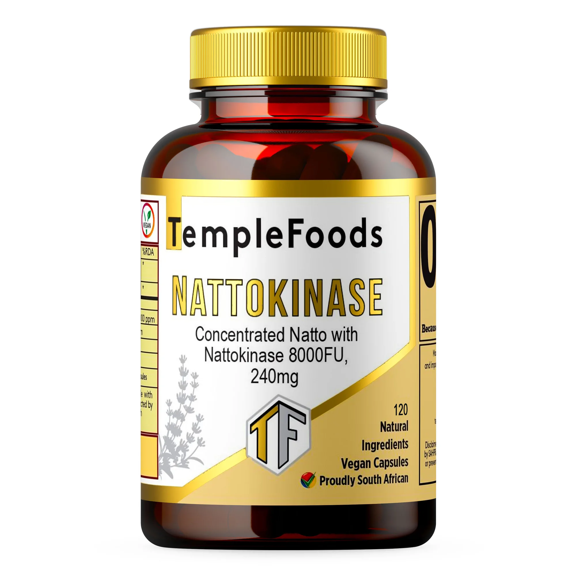 Temple Foods Nattokinase. Concentrated Nattokinase. 8000FU - 60 Pack — view 1